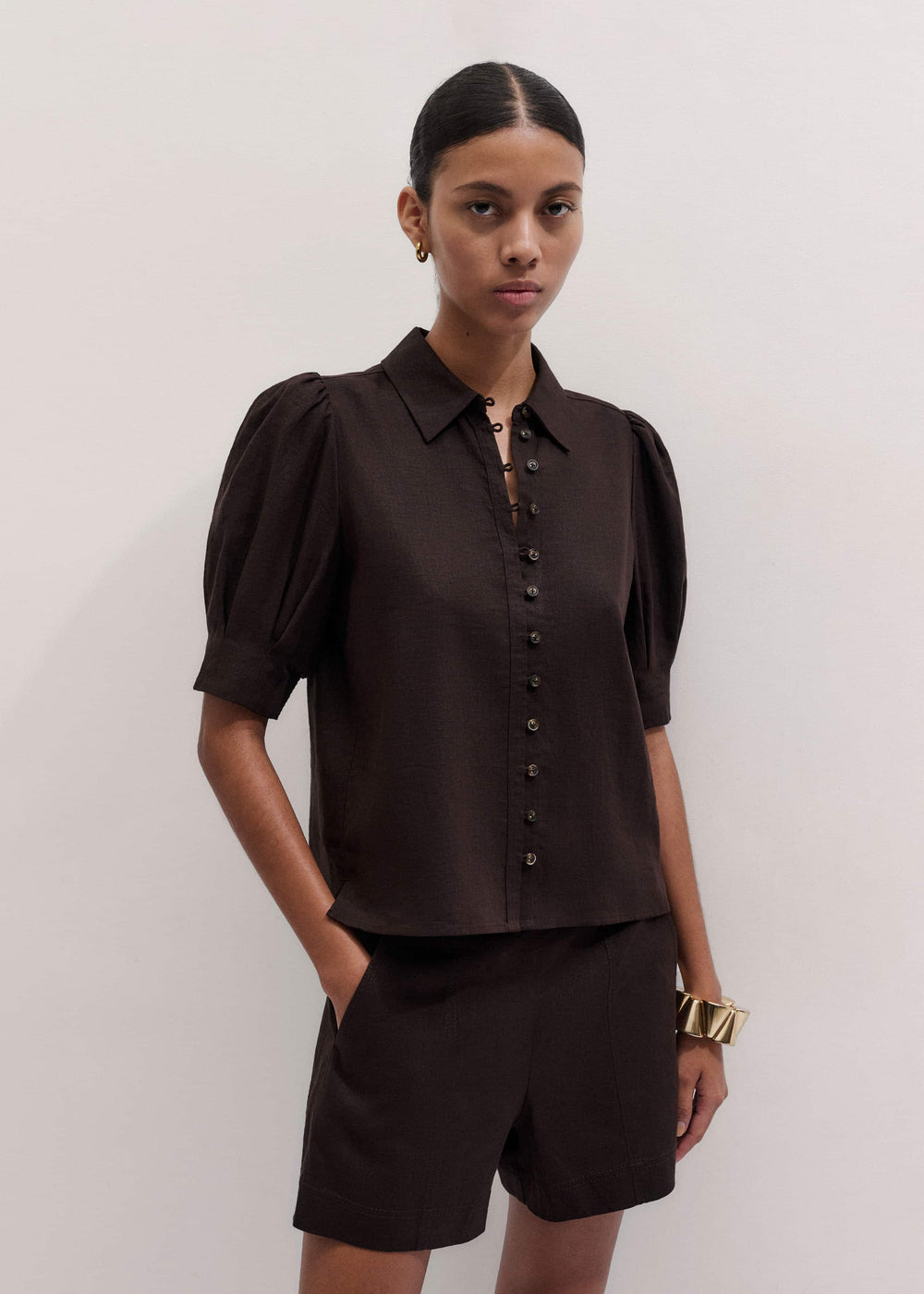 Brown Feminine Sleeve Blouse meandem