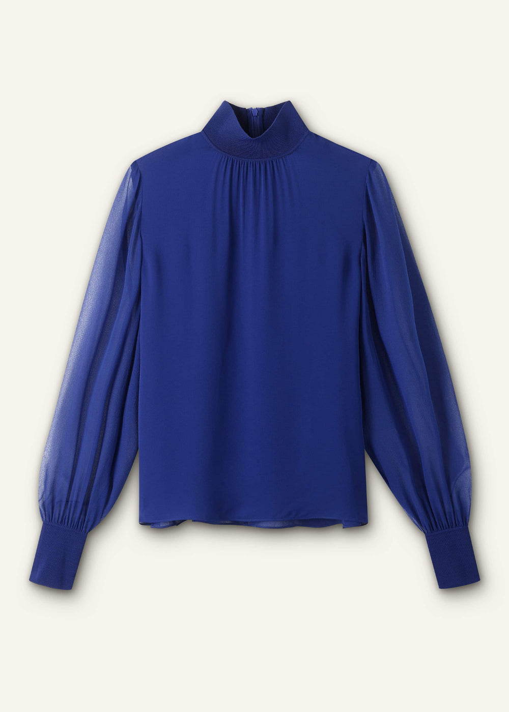 Blue Silk Chic Rib Straight Blouse meandem