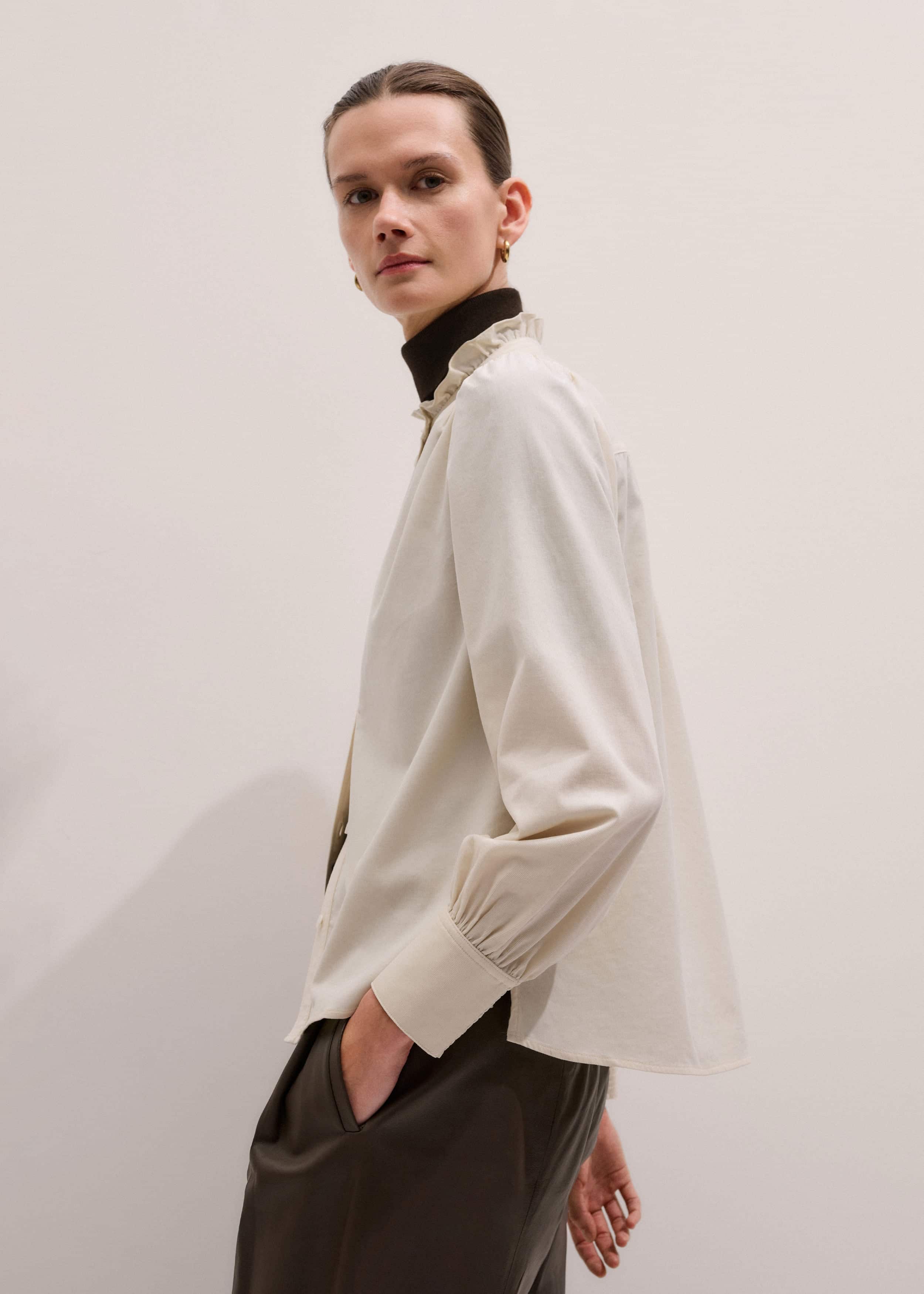 Cream Super Soft Micro Cord Blouse meandem