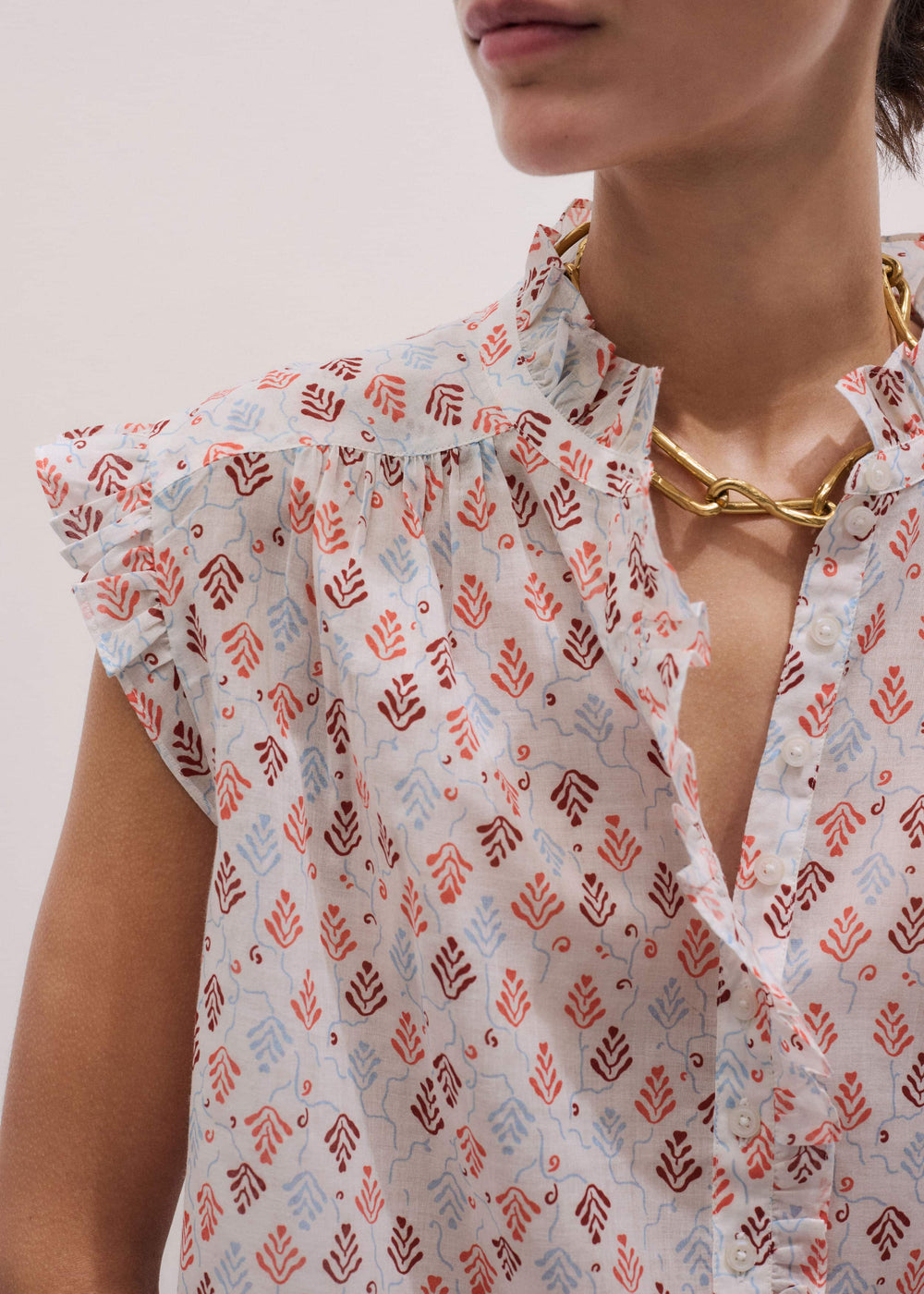 Cream Cap Sleeve Straight Top meandem