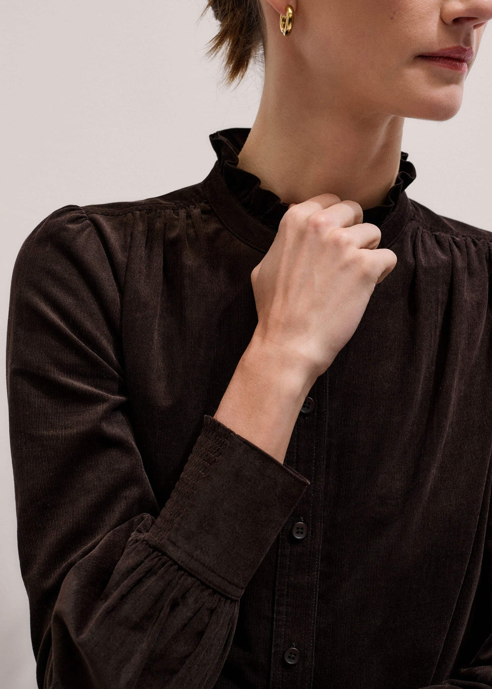 Brown Super Soft Micro Cord Blouse meandem