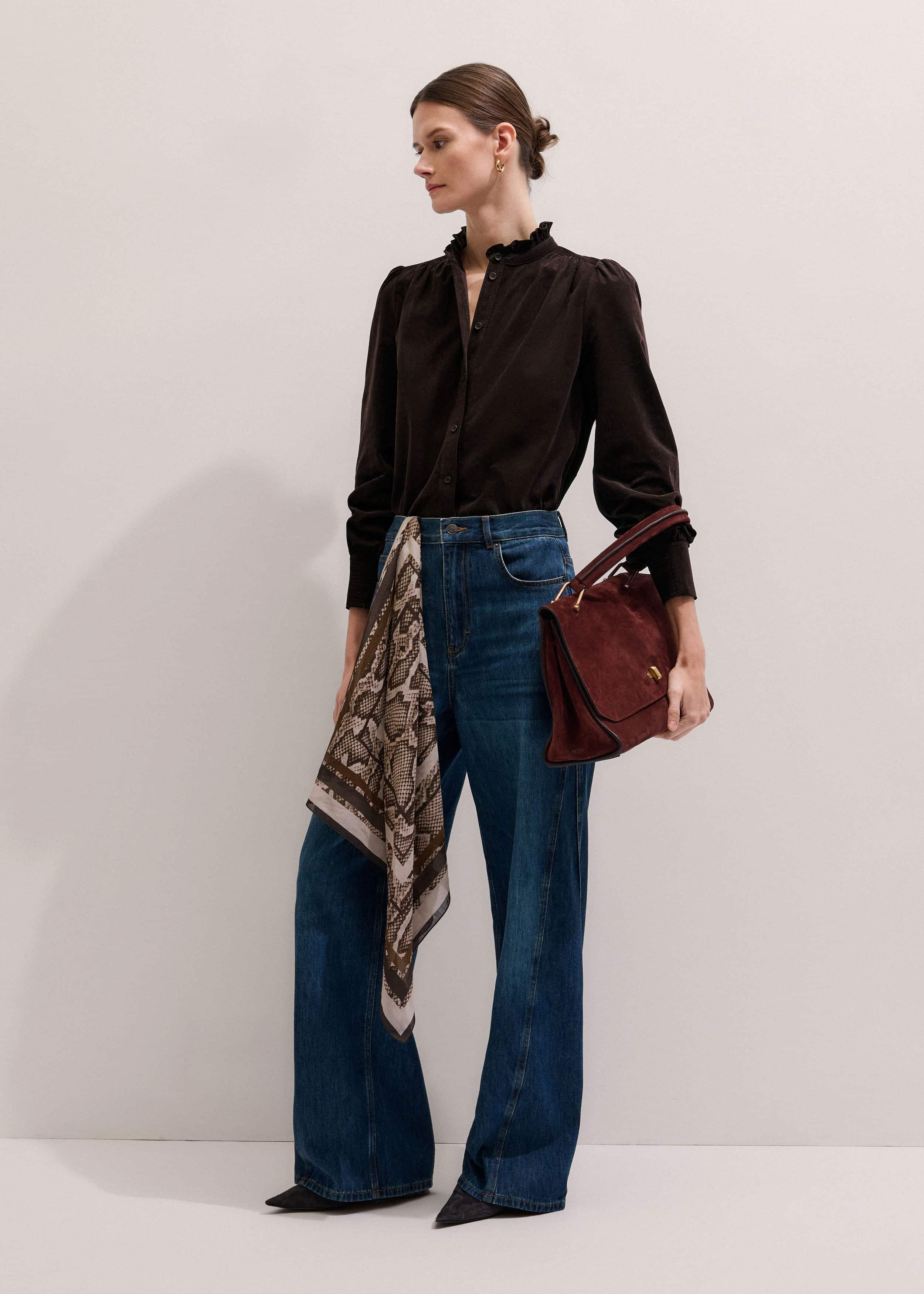 Brown Super Soft Micro Cord Blouse meandem