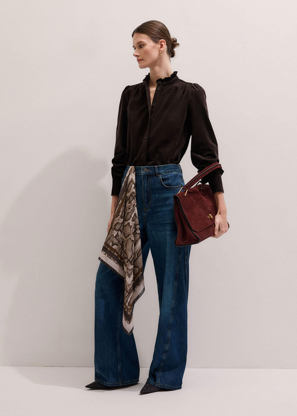Brown Super Soft Micro Cord Blouse meandem