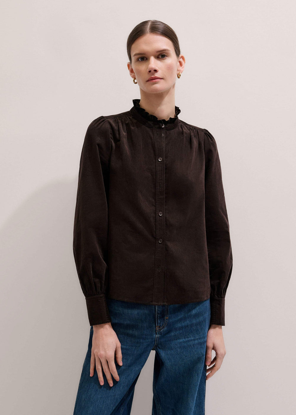Brown Super Soft Micro Cord Blouse meandem