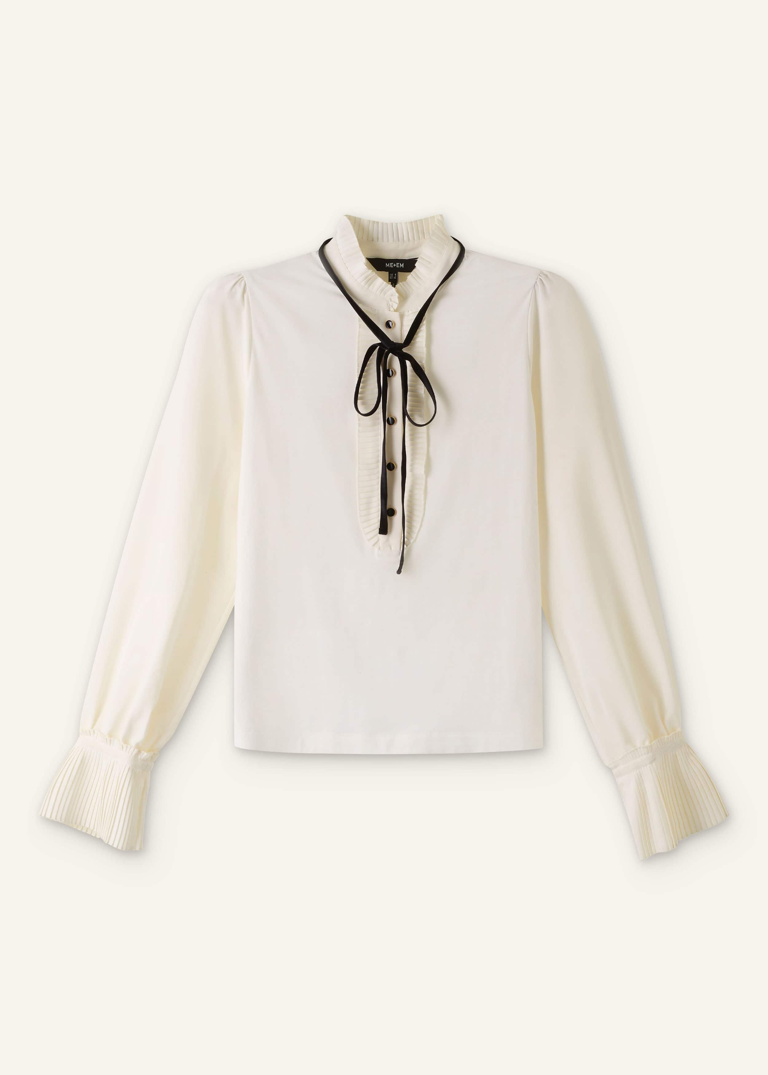 Cream Frill Neck Layering Blouse + Tie meandem