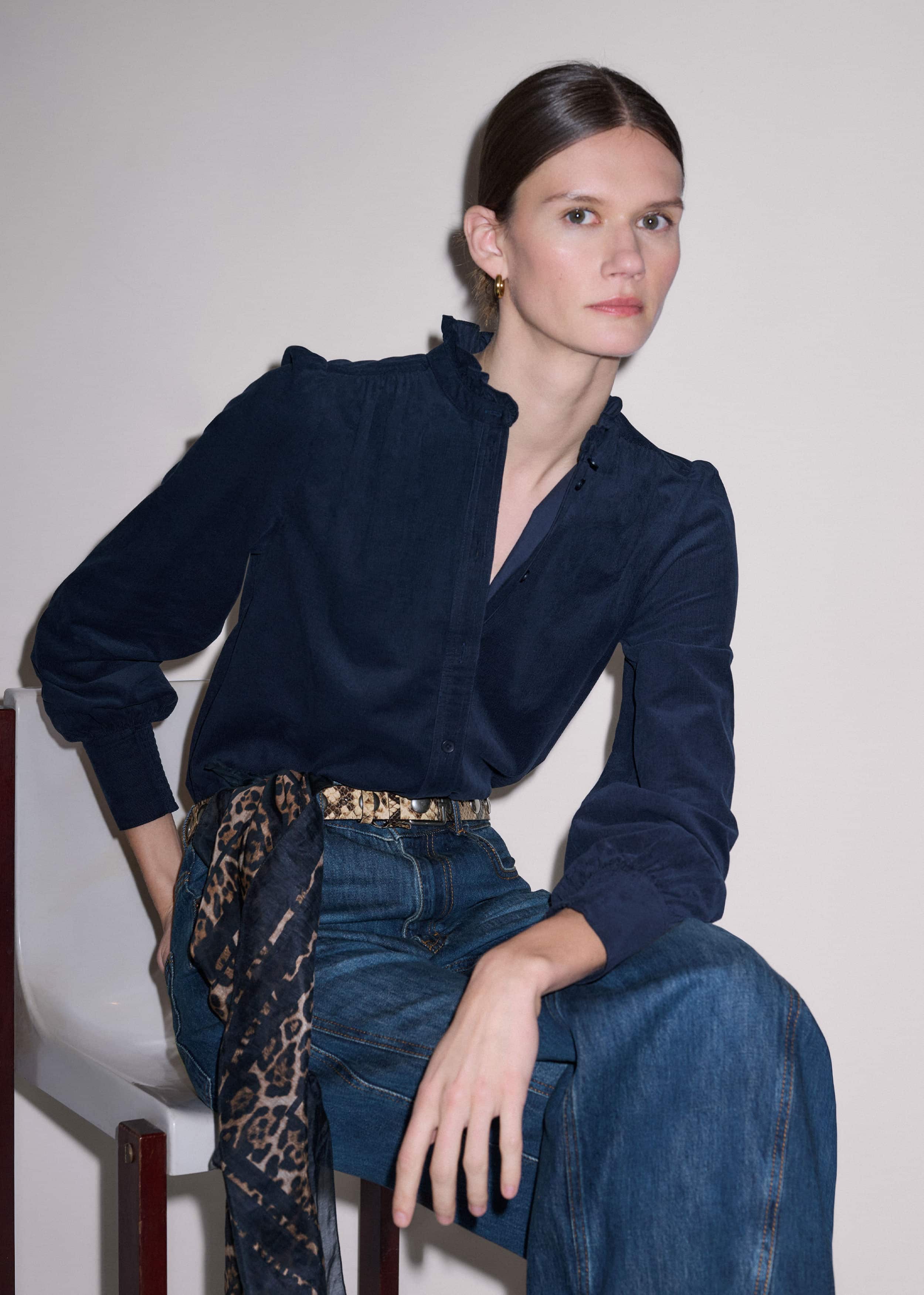 Navy Super Soft Micro Cord Blouse meandem