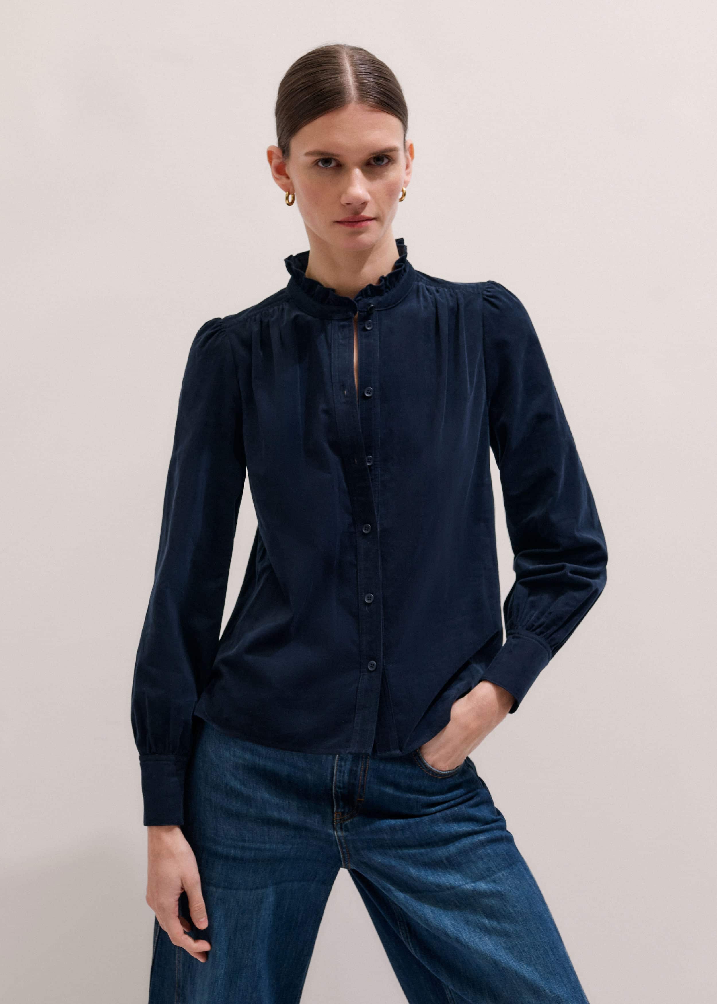 Navy Super Soft Micro Cord Blouse meandem