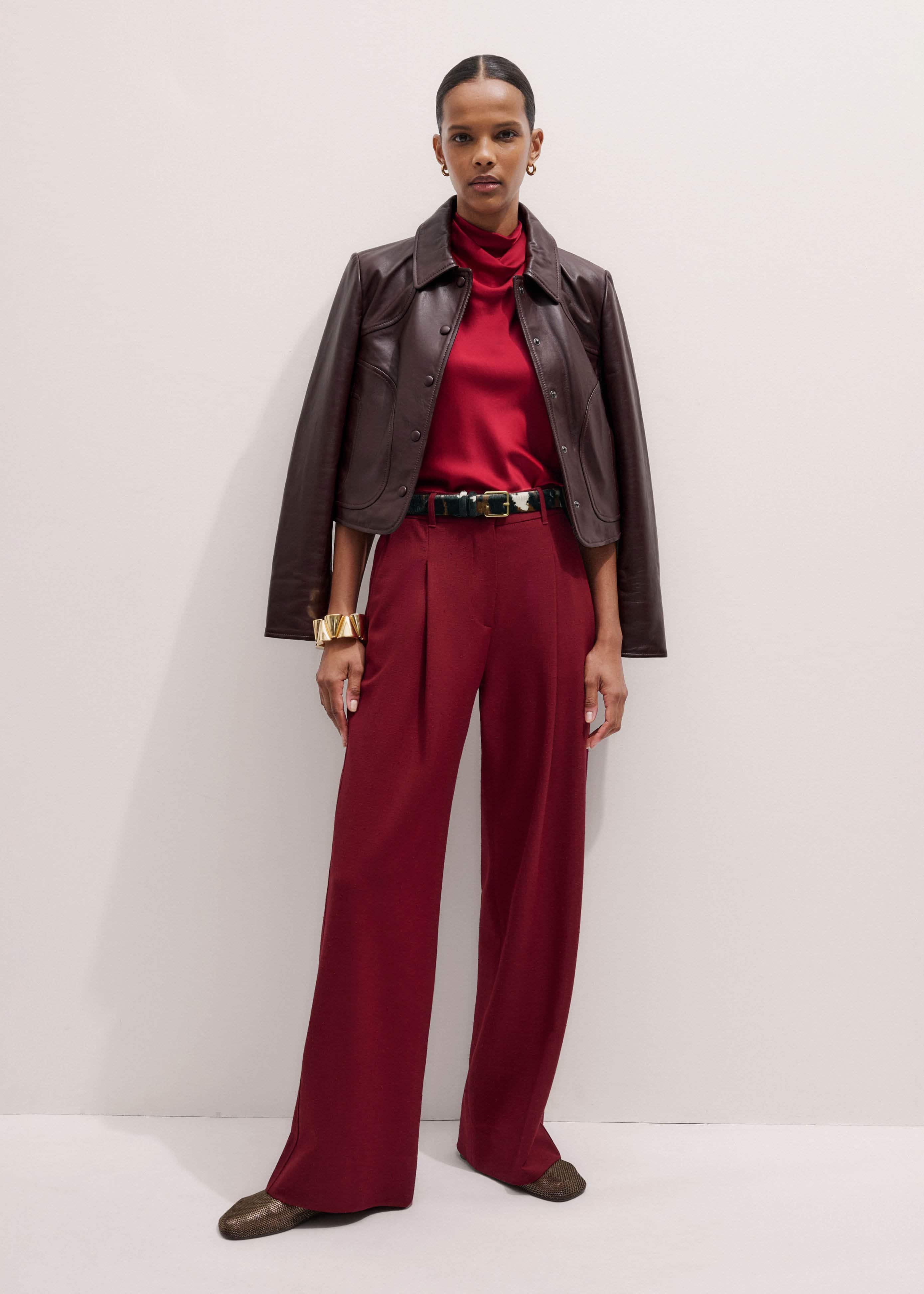 Red Silk Satin Halterneck Sleeveless Top meandem