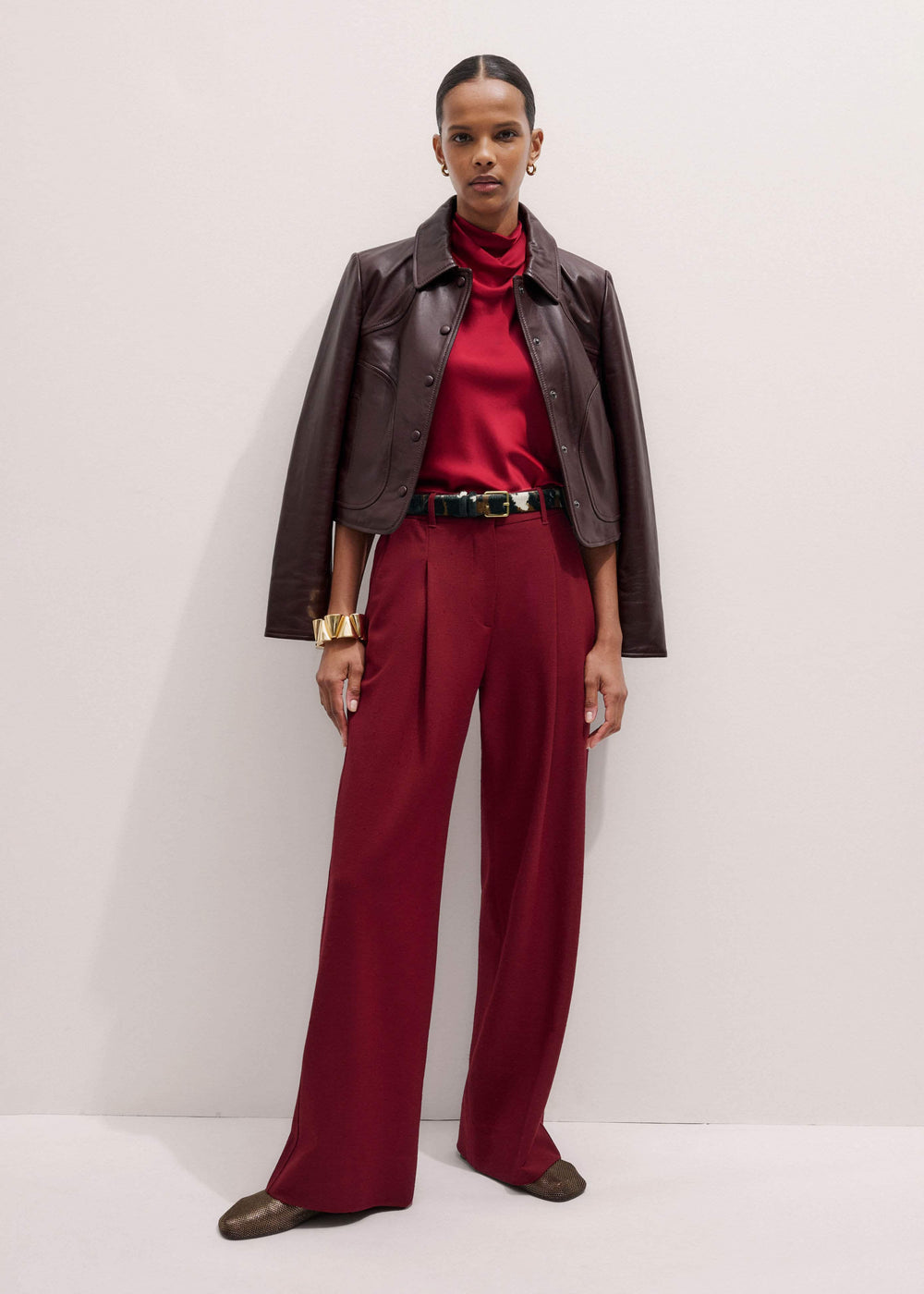Red Silk Satin Halterneck Sleeveless Top meandem