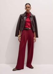 Red Silk Satin Halterneck Sleeveless Top meandem