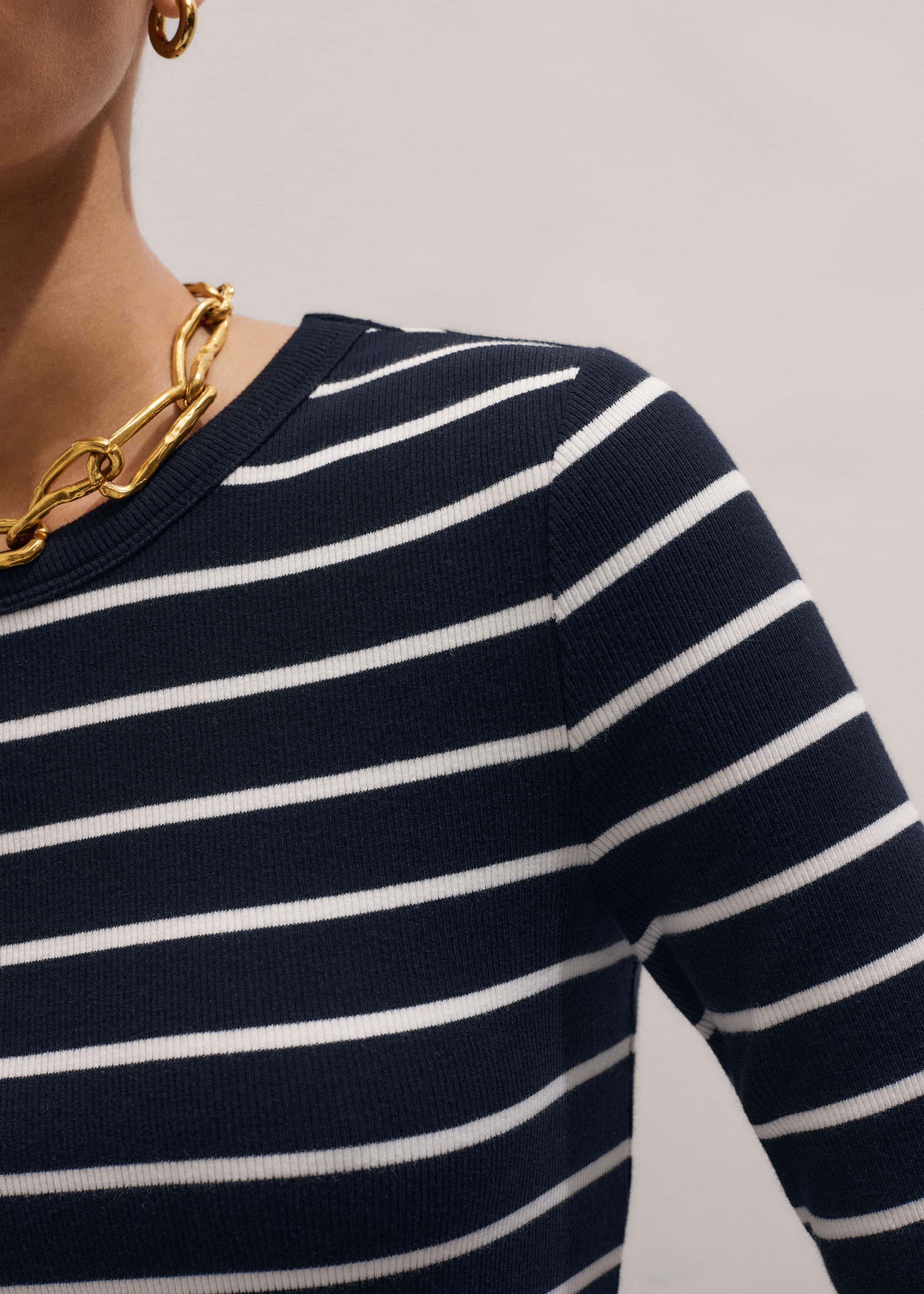 Navy Ultimate Rib Long Sleeve Top meandem