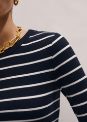 Navy Ultimate Rib Long Sleeve Top meandem