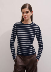 Navy Ultimate Rib Long Sleeve Top meandem