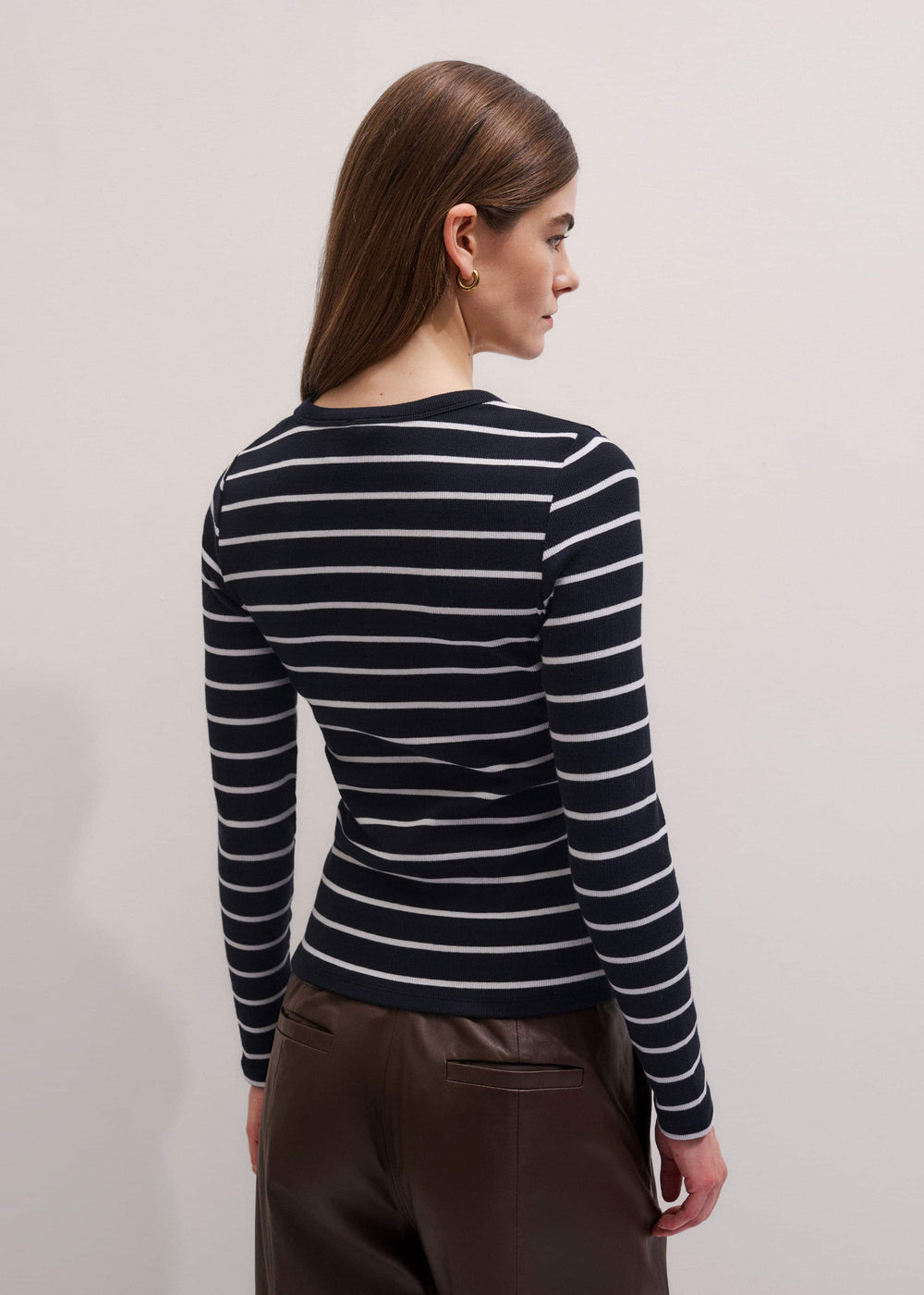 Navy Ultimate Rib Long Sleeve Top meandem