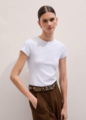 White Ultimate Fitted Rib Crew Neck Tee meandem