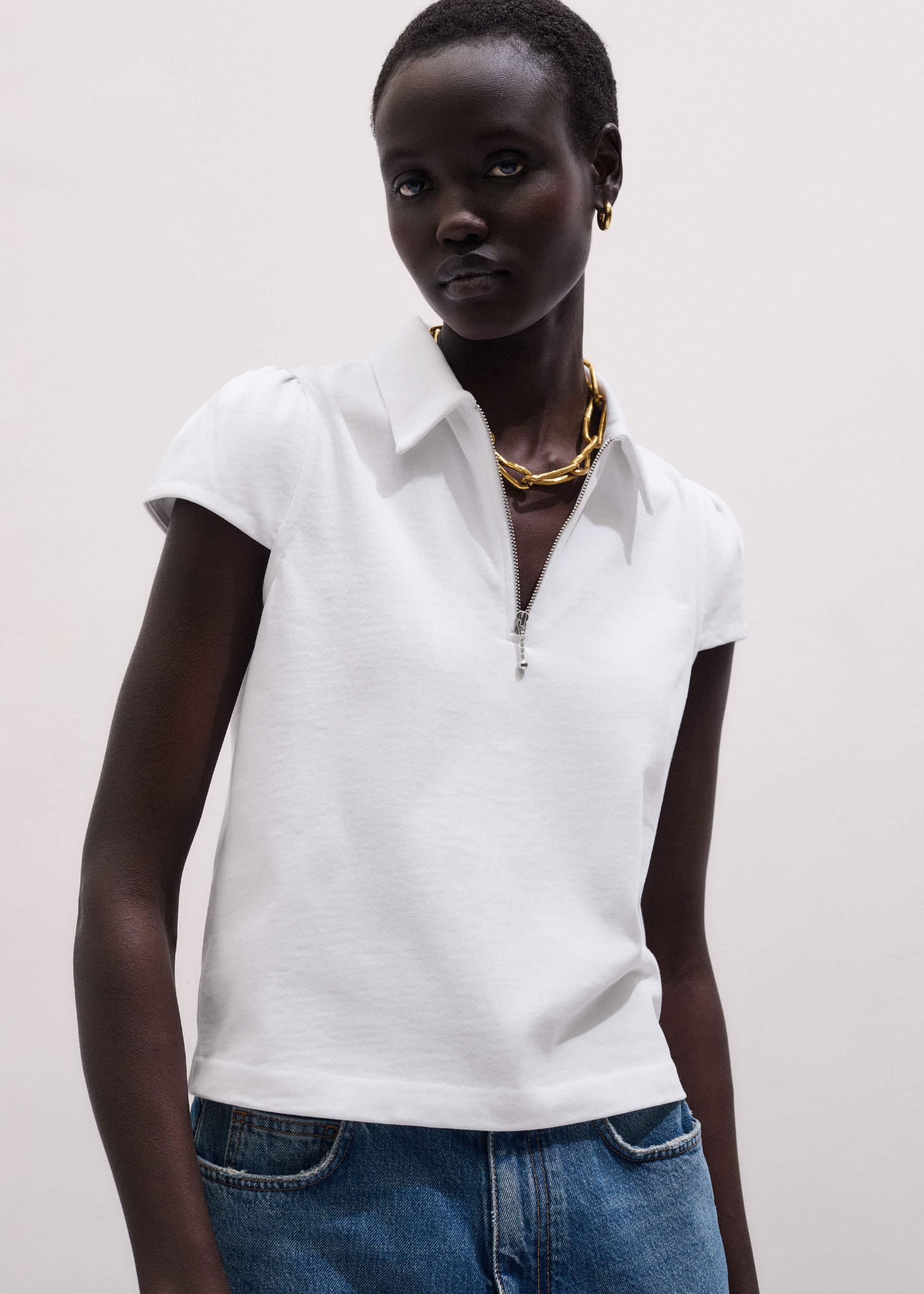 White Cap Sleeve Polo Tee meandem