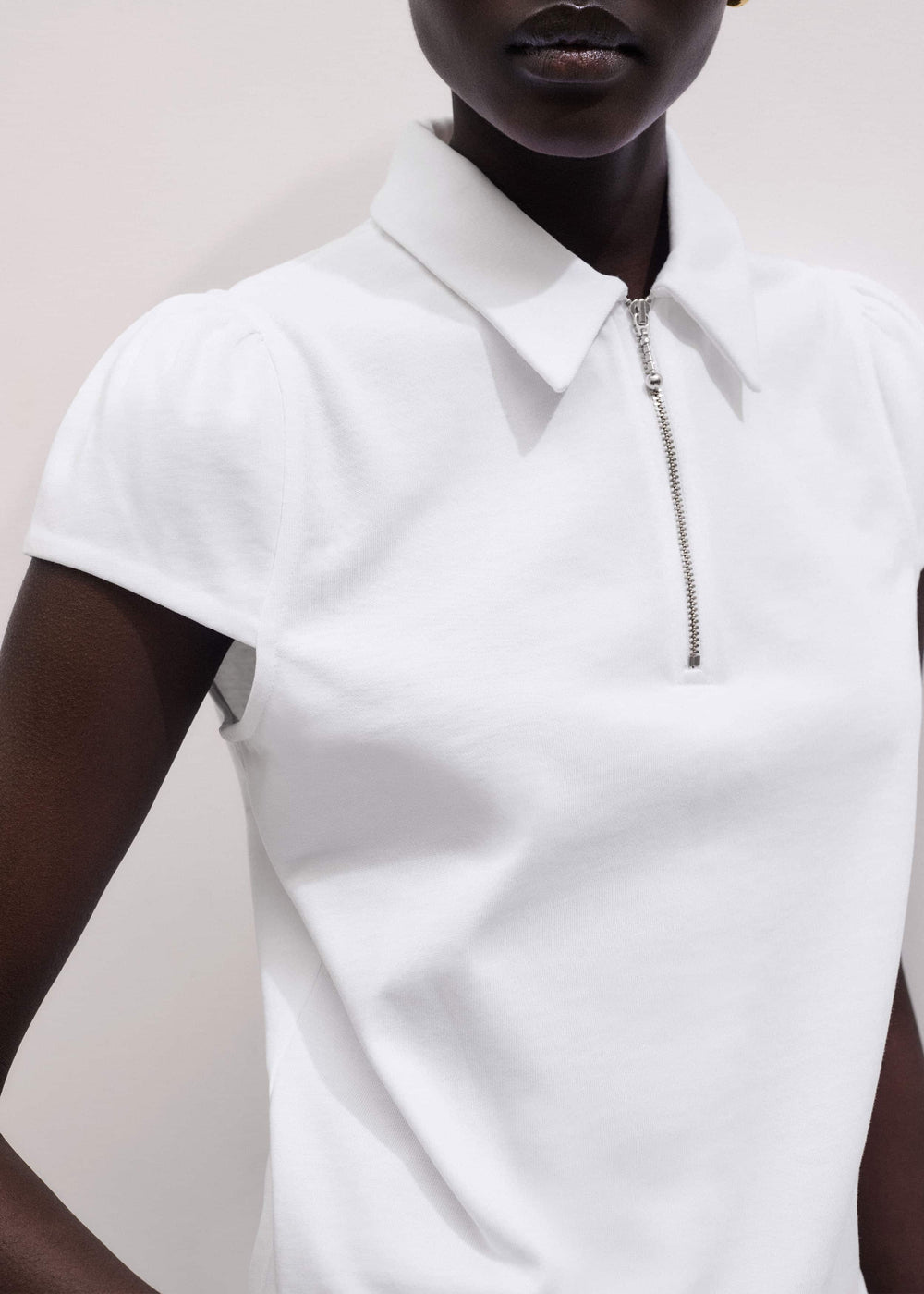 White Cap Sleeve Polo Tee meandem