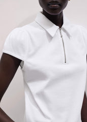 White Cap Sleeve Polo Tee meandem