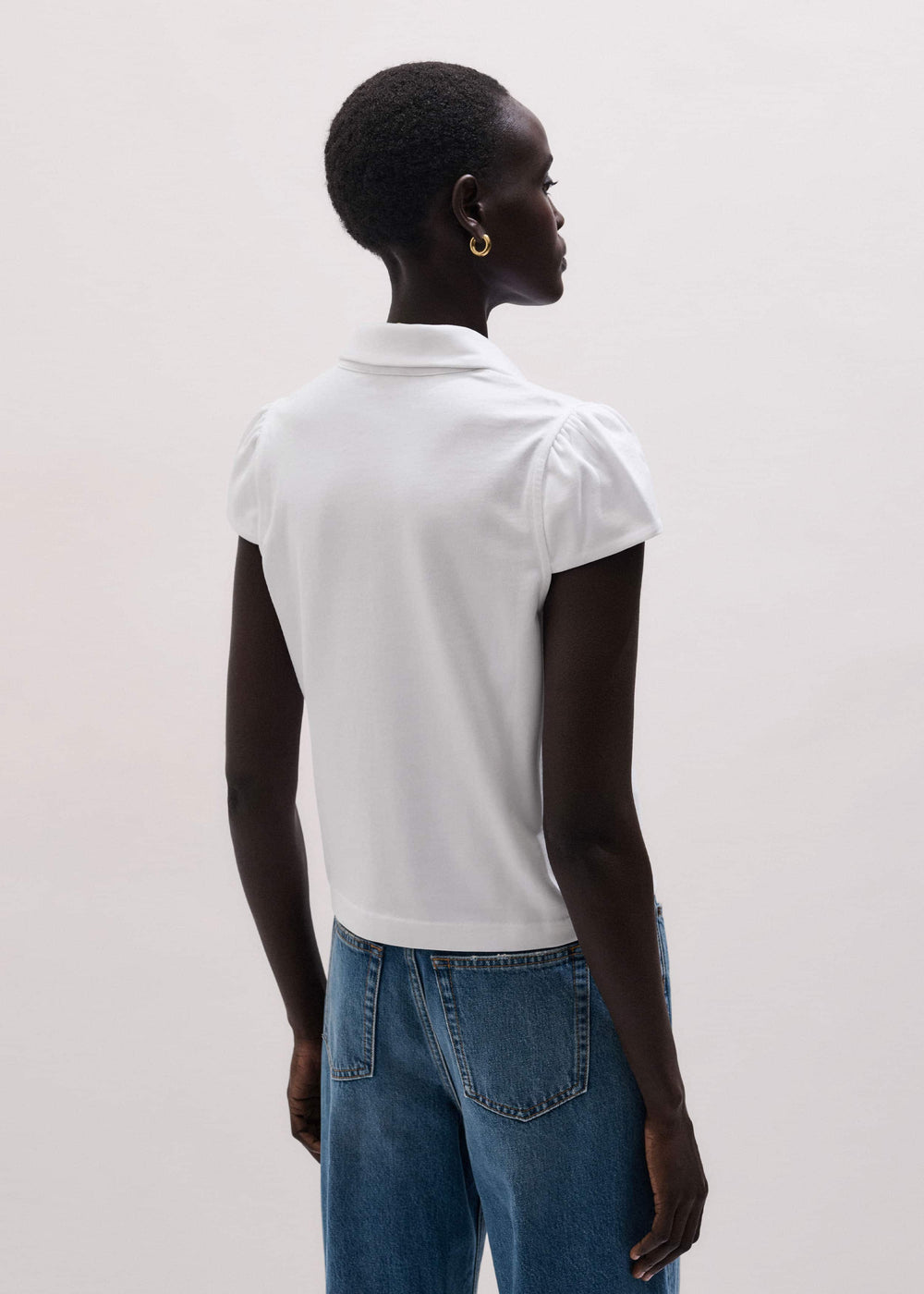 White Cap Sleeve Polo Tee meandem