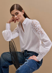 White Lace Sleeve Swing Top meandem