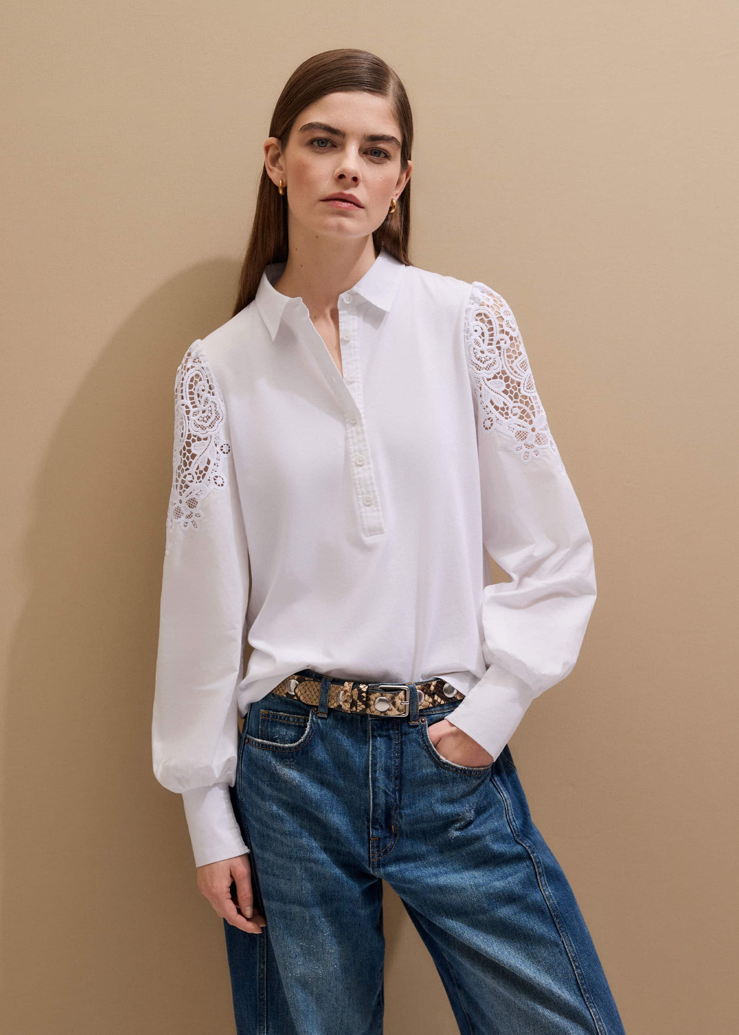 White Lace Sleeve Swing Top meandem
