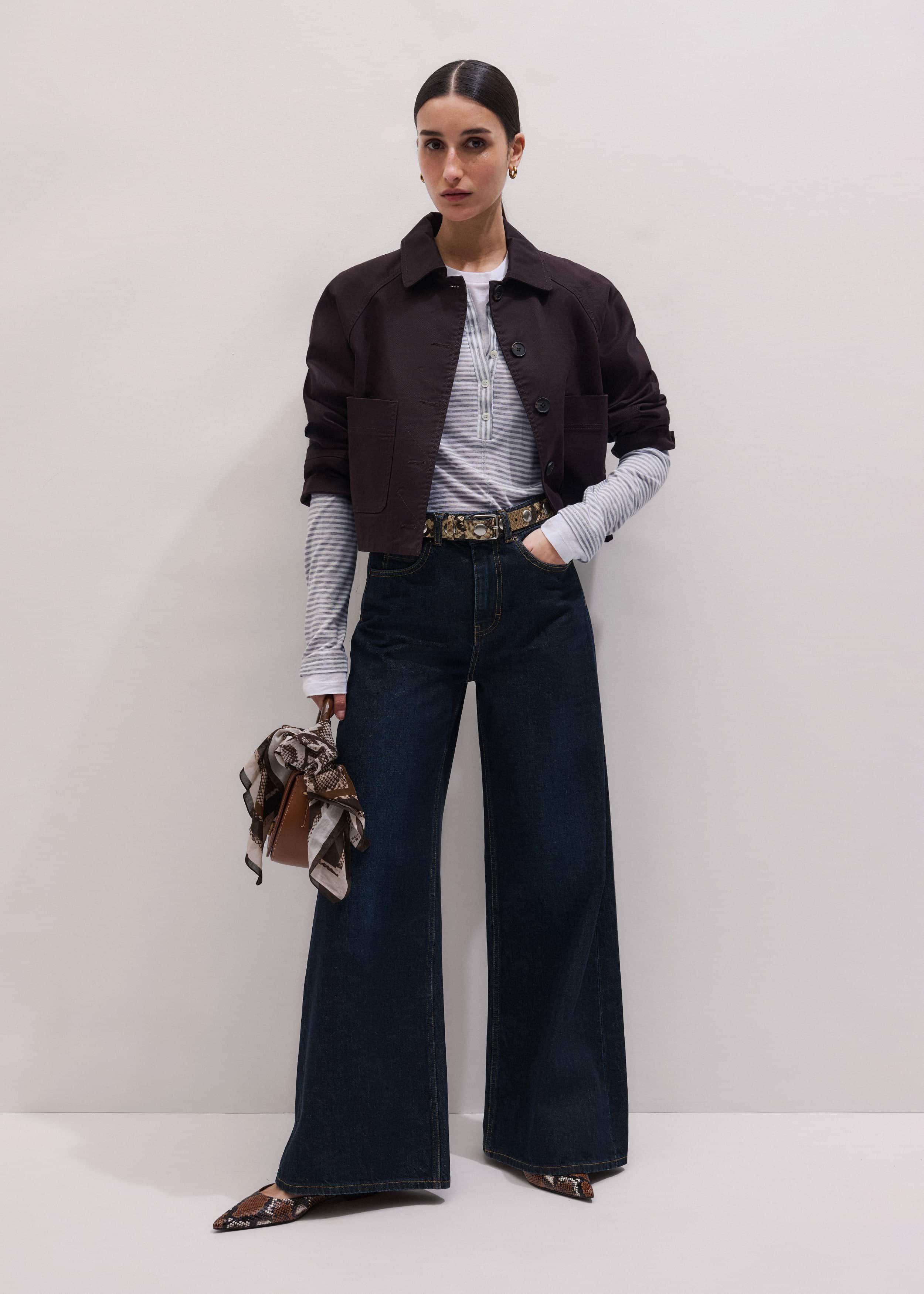Gray Double-Layer Look Long Sleeve Top meandem