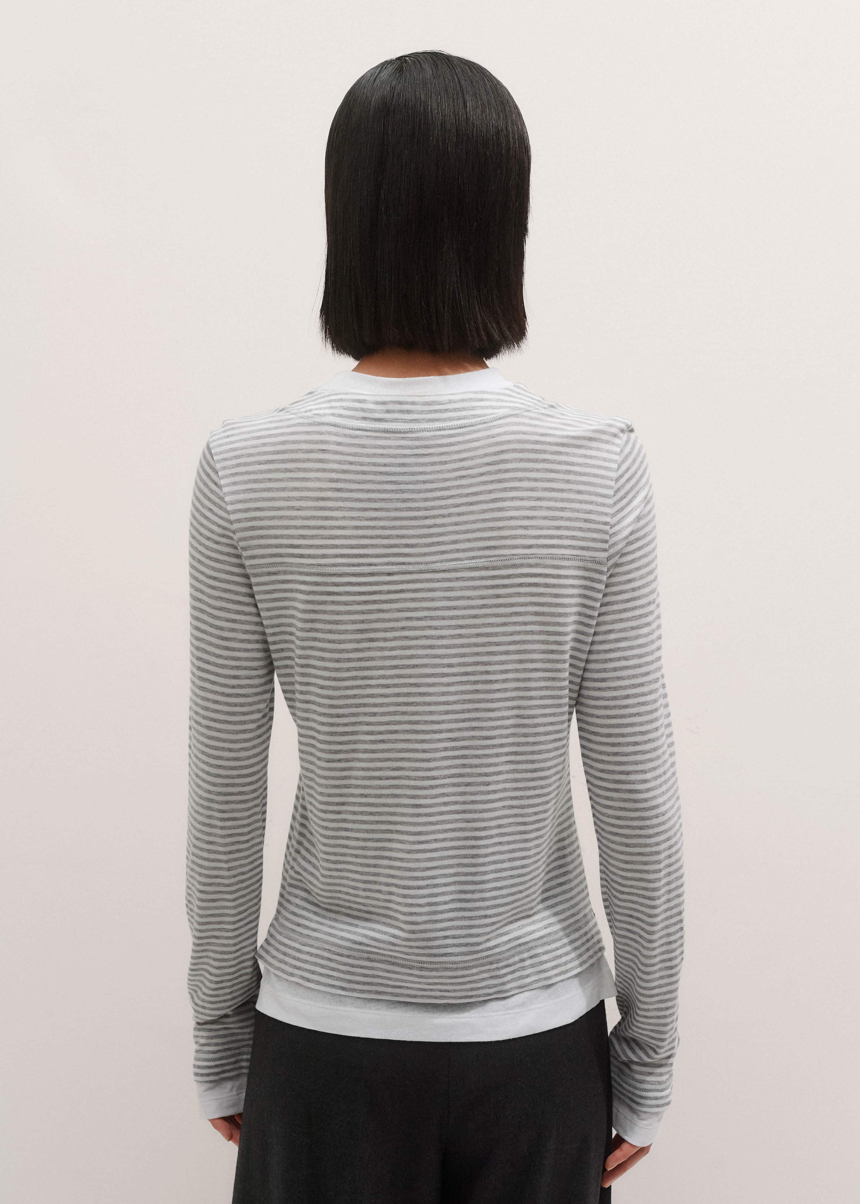 Gray Double-Layer Look Long Sleeve Top meandem