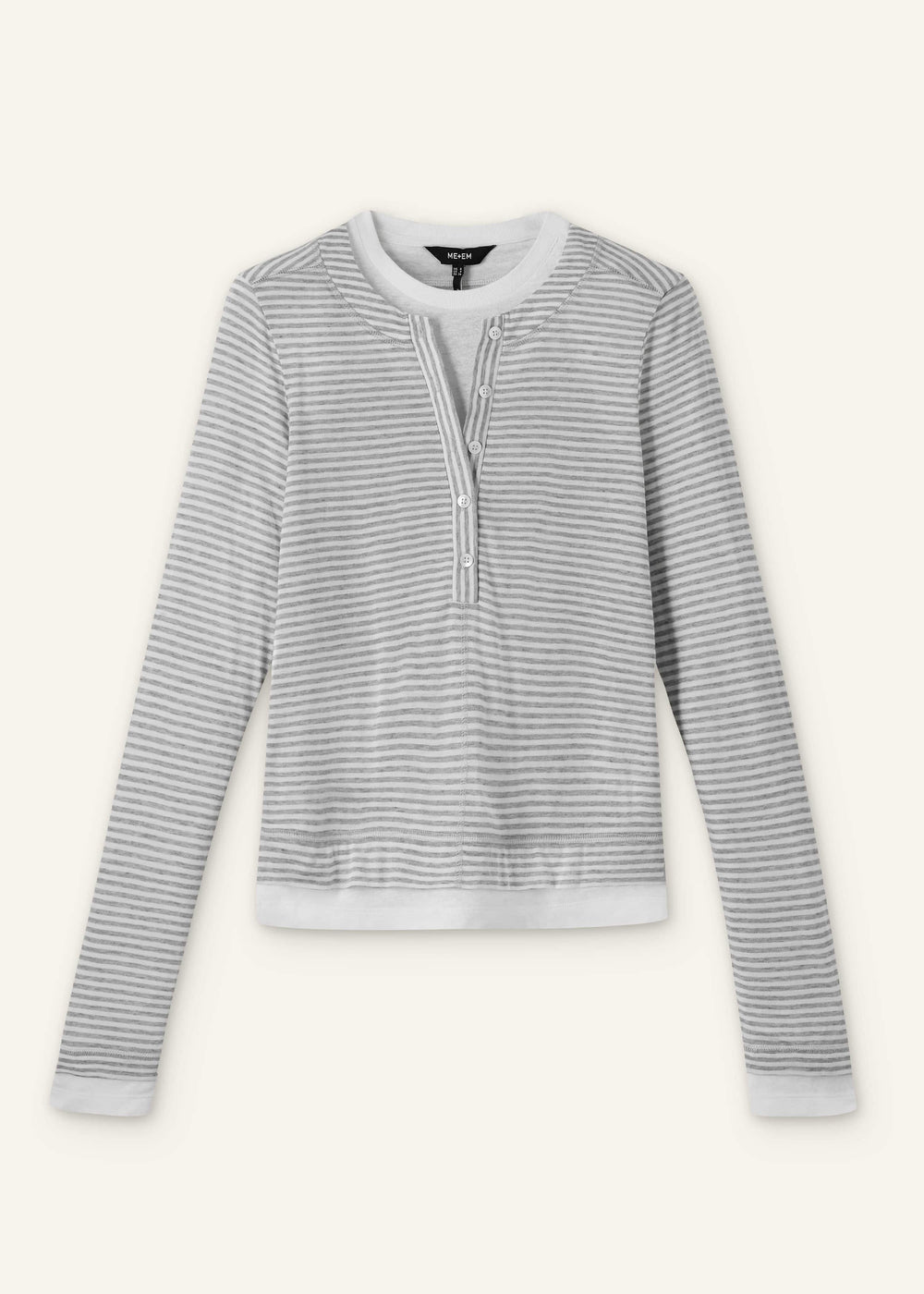 Gray Double-Layer Look Long Sleeve Top meandem