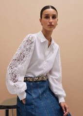 White Lace + Poplin Layering Shirt meandem