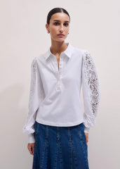 White Lace + Poplin Layering Shirt meandem