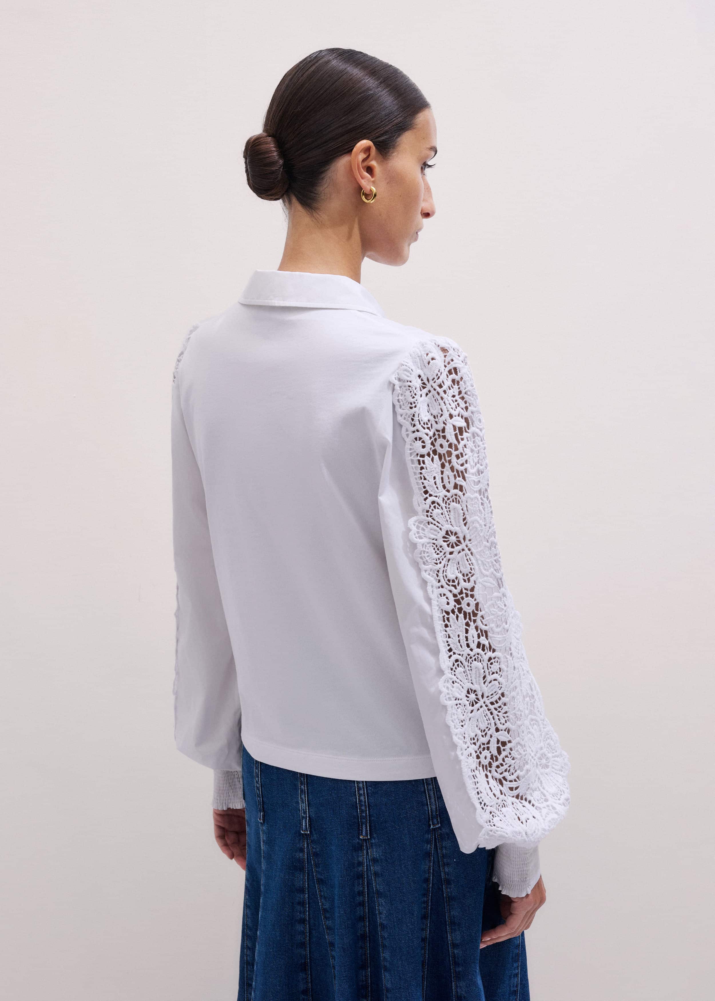 White Lace + Poplin Layering Shirt meandem