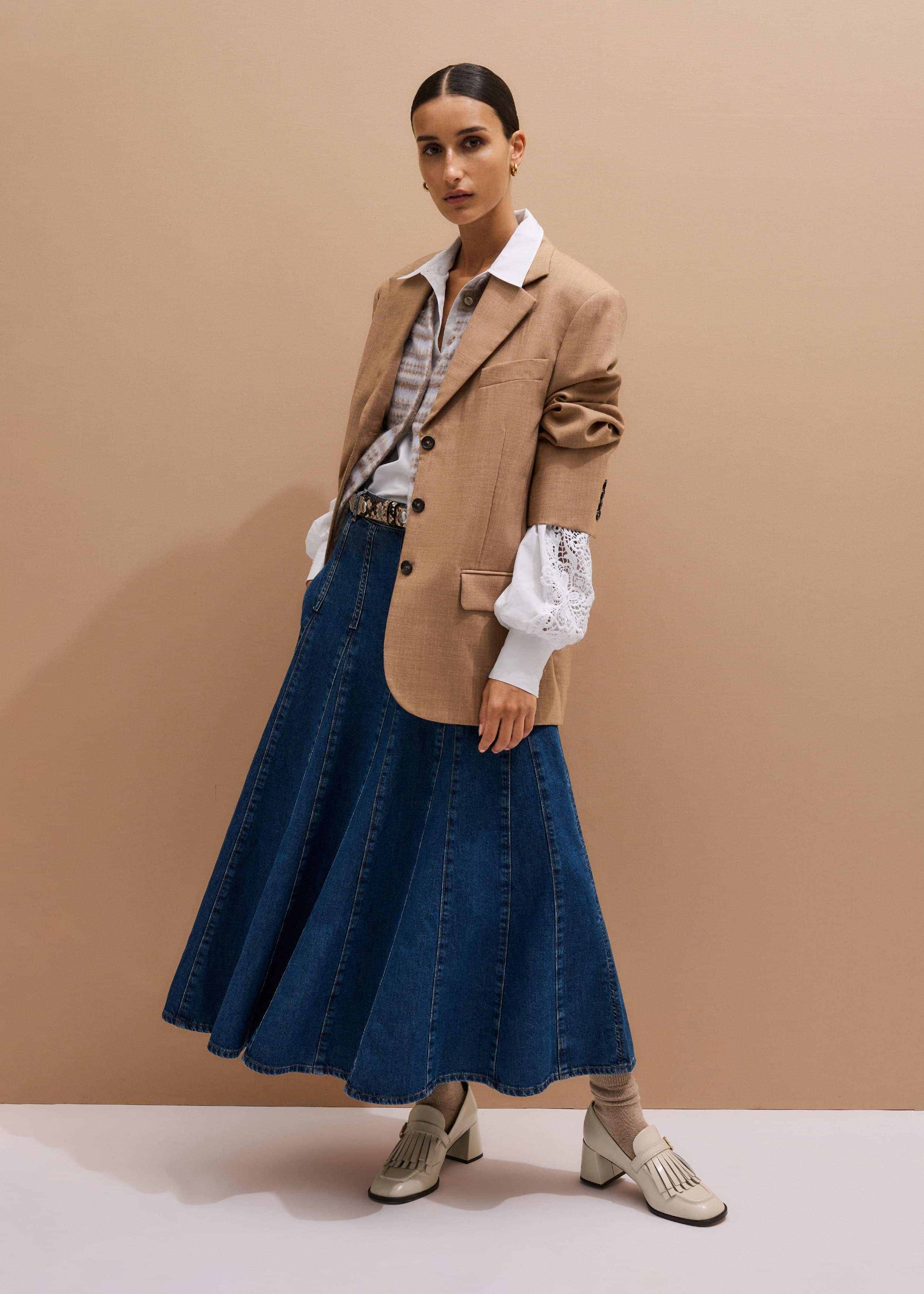 White Lace + Poplin Layering Shirt meandem