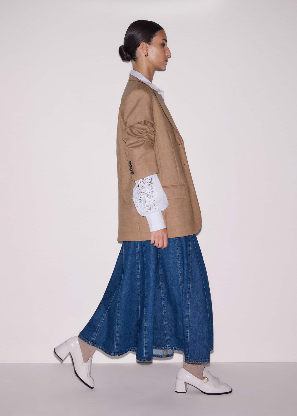 White Lace + Poplin Layering Shirt meandem