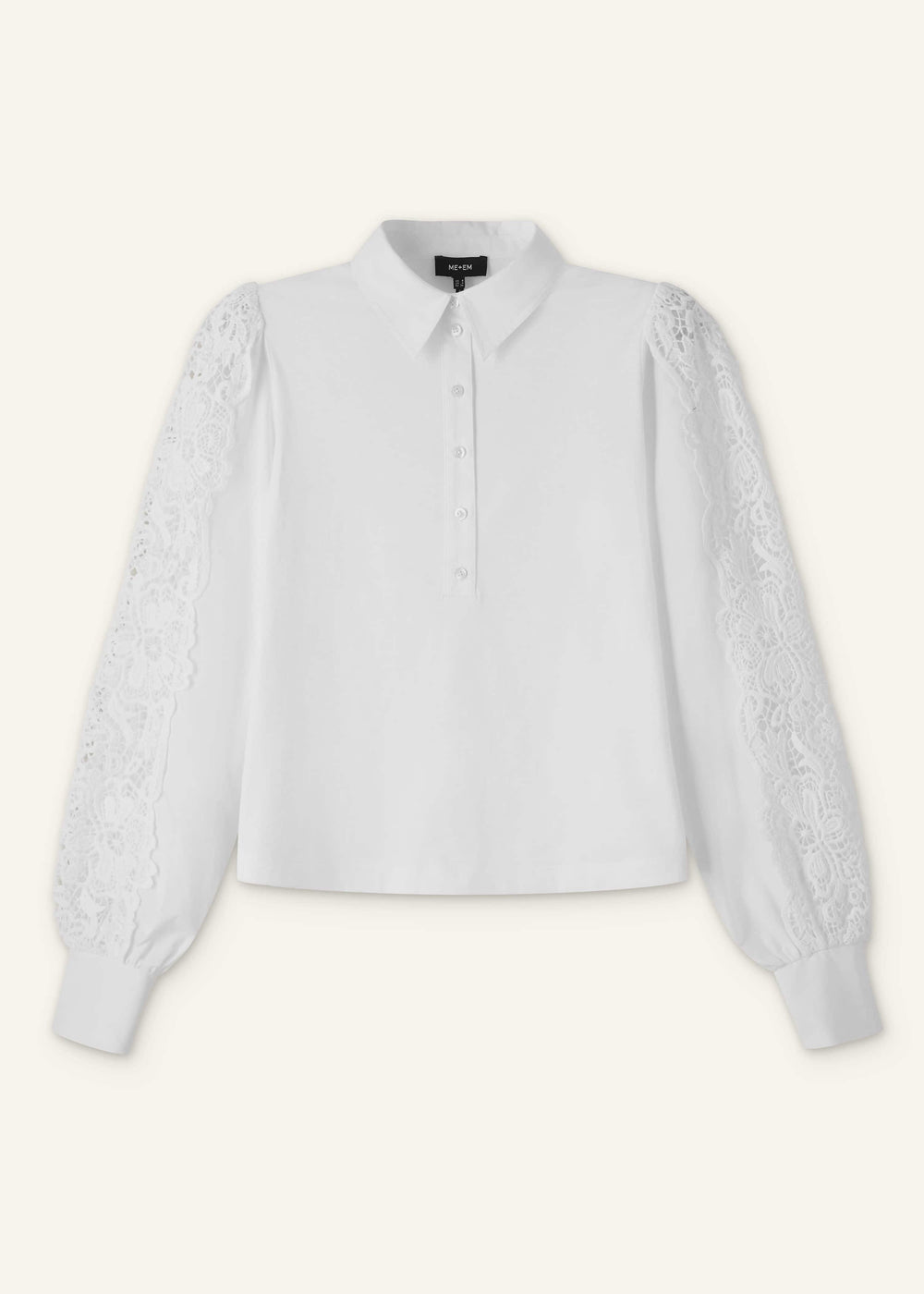 White Lace + Poplin Layering Shirt meandem