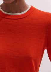 Orange Barely There Contrast Trim Sweater meandem