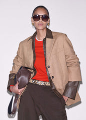 Orange Barely There Contrast Trim Sweater meandem