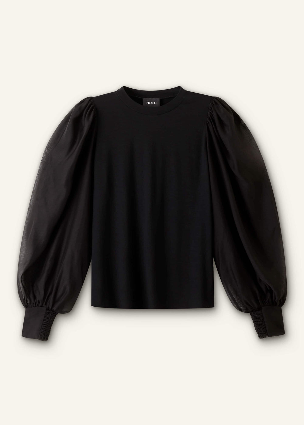 Black Balloon Sleeve Slim Layering Top meandem