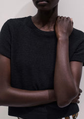 Black Textured Crew Neck Baby Tee meandem