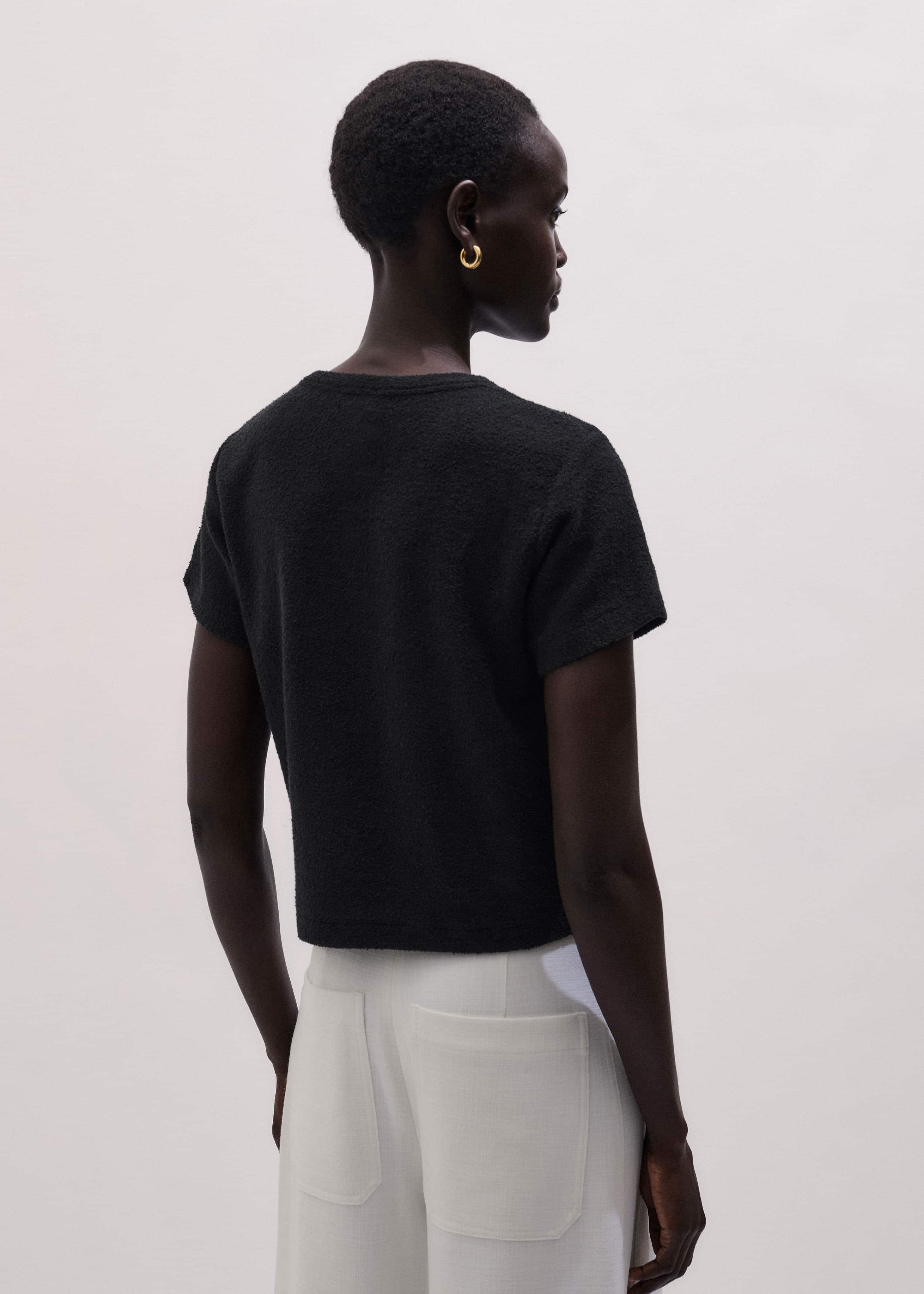 Black Textured Crew Neck Baby Tee meandem