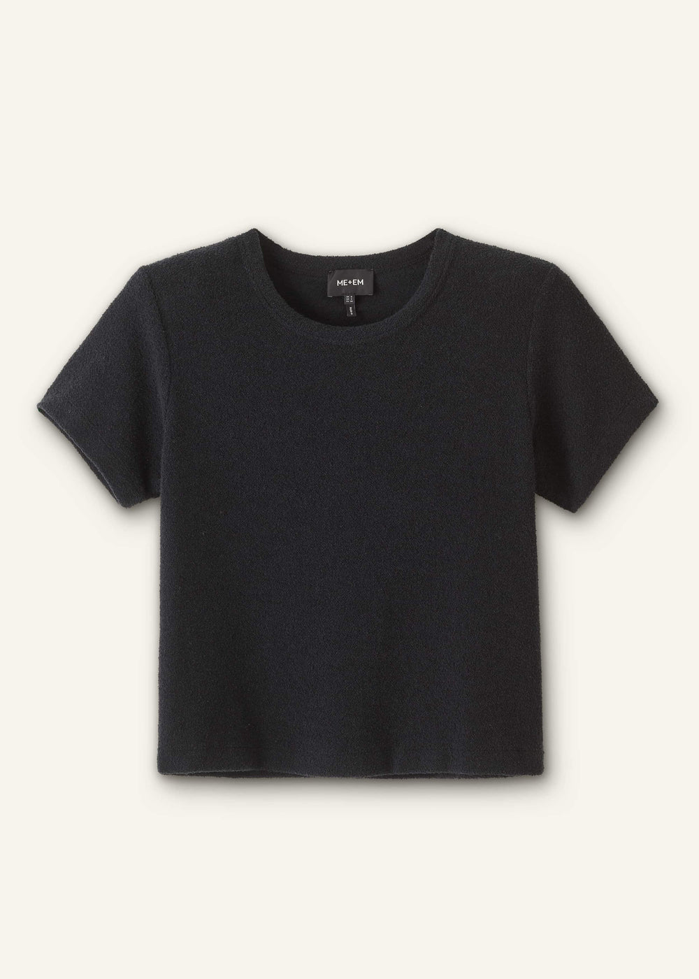 Black Textured Crew Neck Baby Tee meandem
