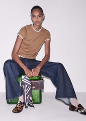 Light Brown Barely There Contrast Trim Knit Baby Tee meandem