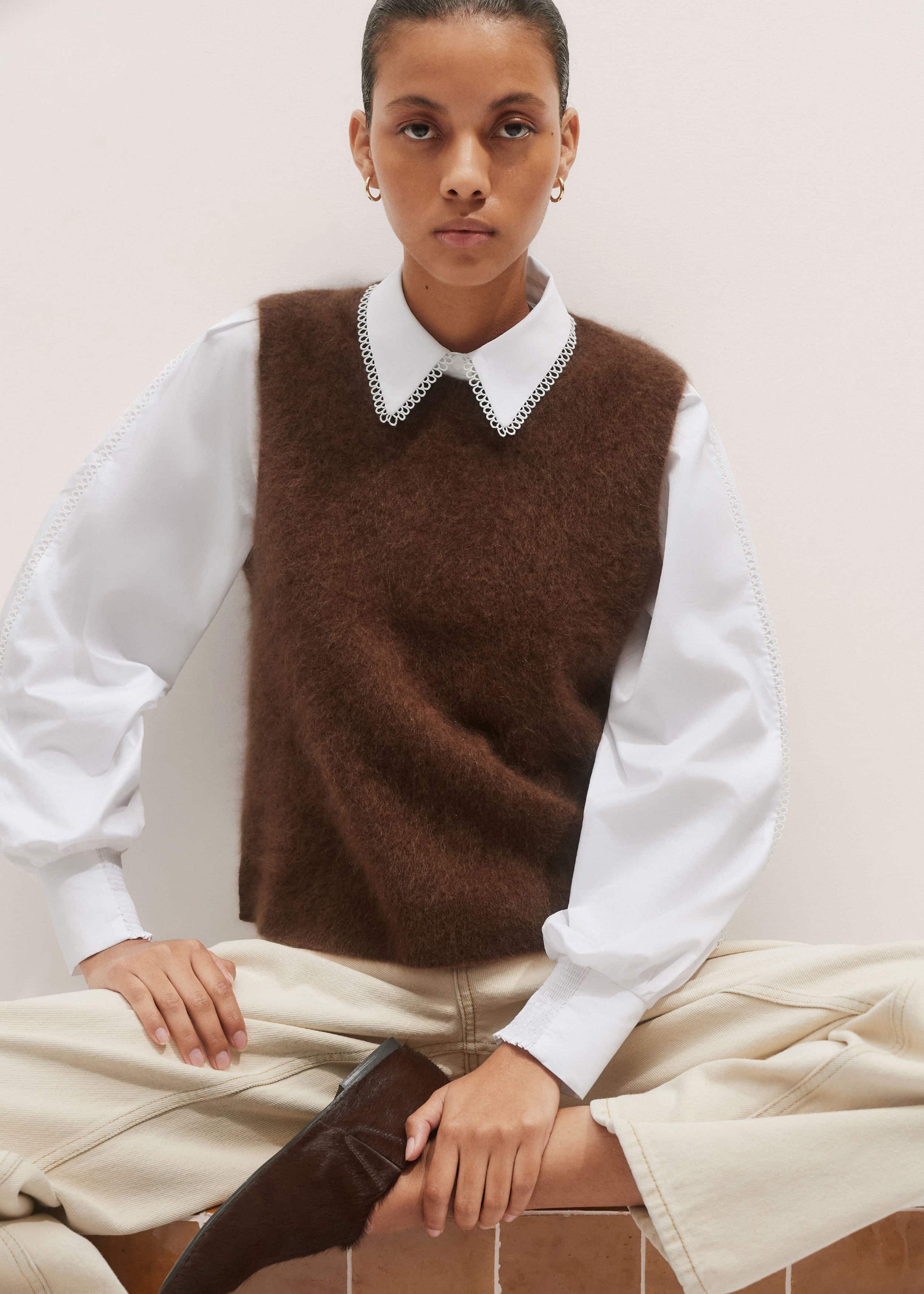 White Collared Layering Top meandem