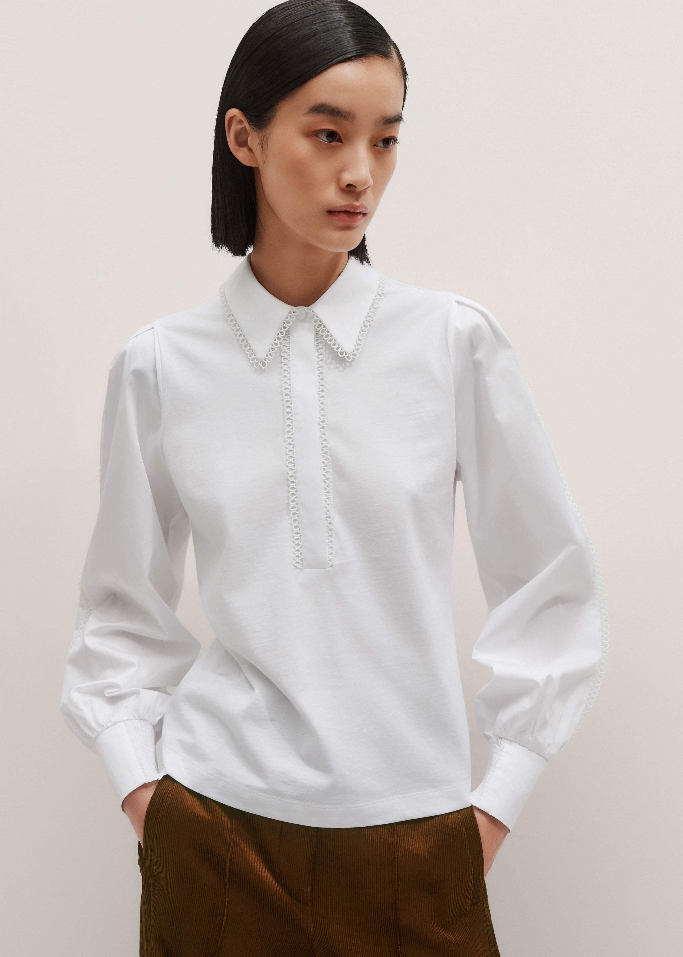 White Collared Layering Top meandem