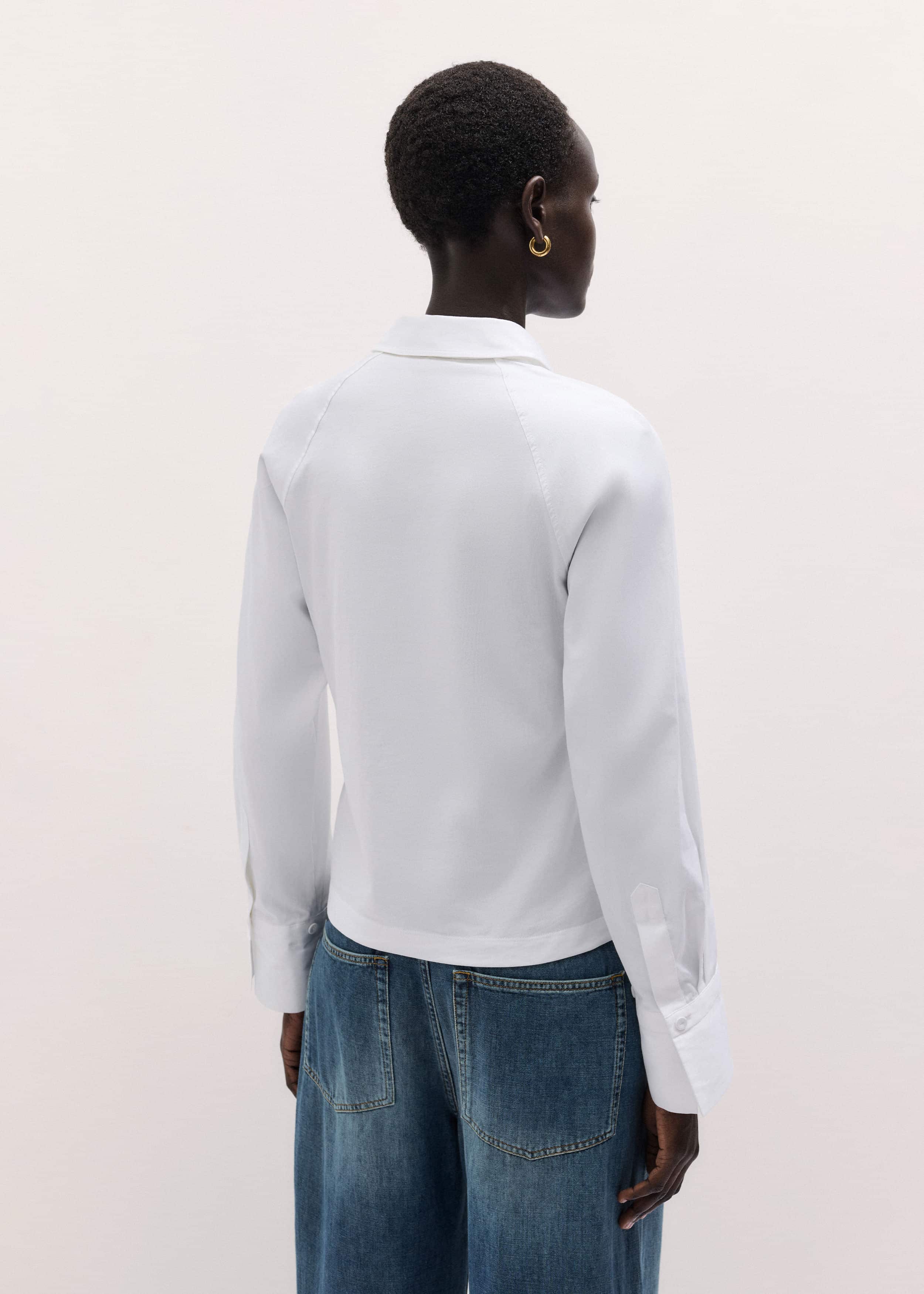 White Raglan Shirt Layering Top meandem