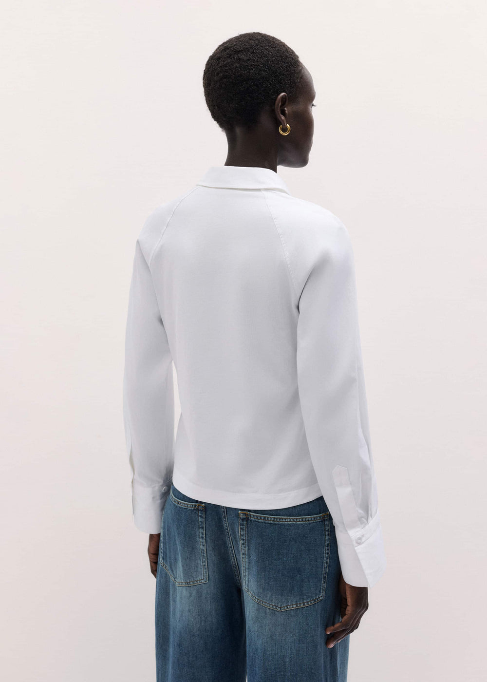 White Raglan Shirt Layering Top meandem