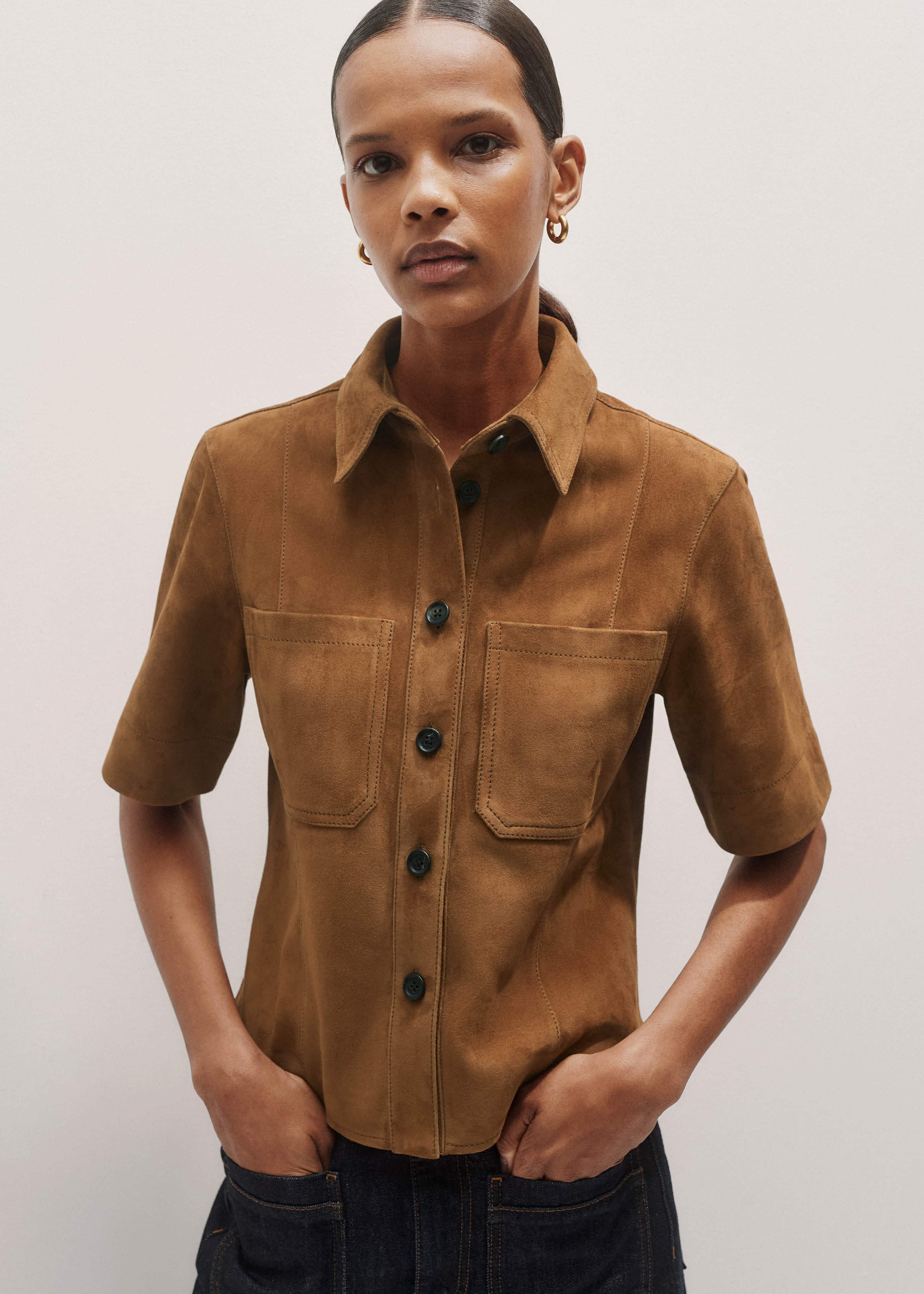 Brown Paneled Shirt meandem