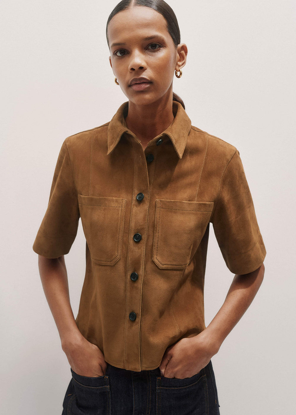 Brown Paneled Shirt meandem