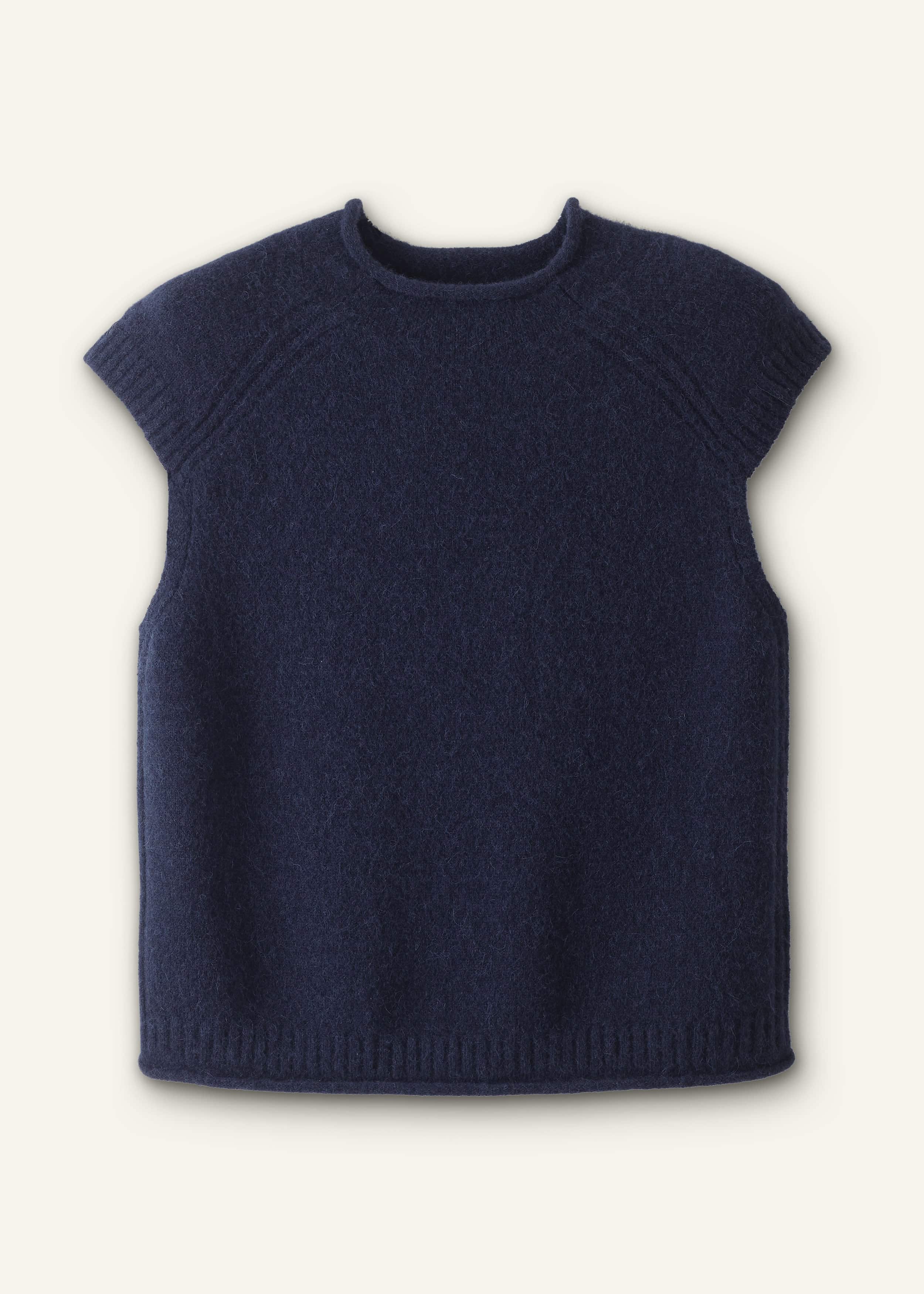 Navy Roll Trim Straight Layering Sweater Vest meandem