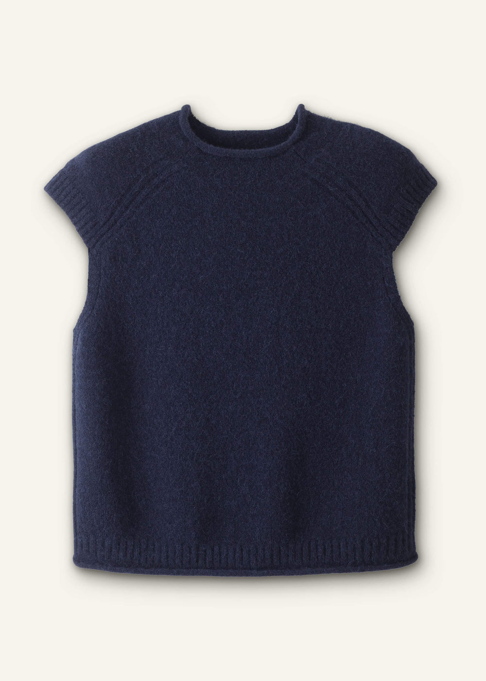 Navy Roll Trim Straight Layering Sweater Vest meandem