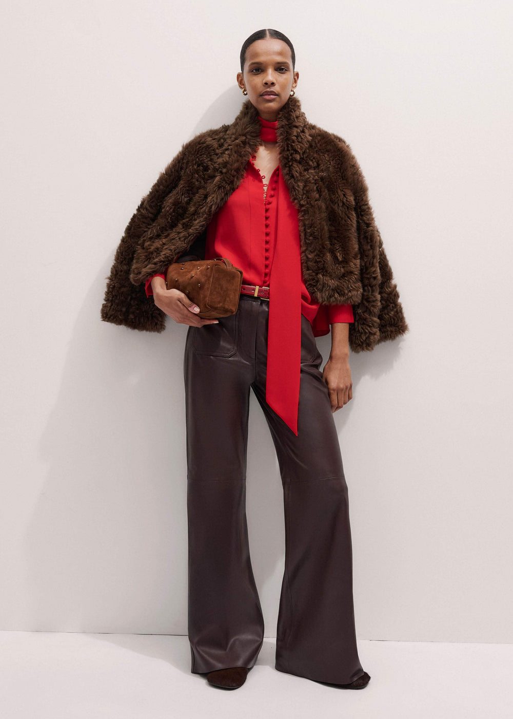 Red Silk Button Layering Shirt + Tie meandem
